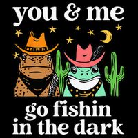 You & Me Go Fishin In The Dark Country Frogs Quote Flat Bill Trucker Hat