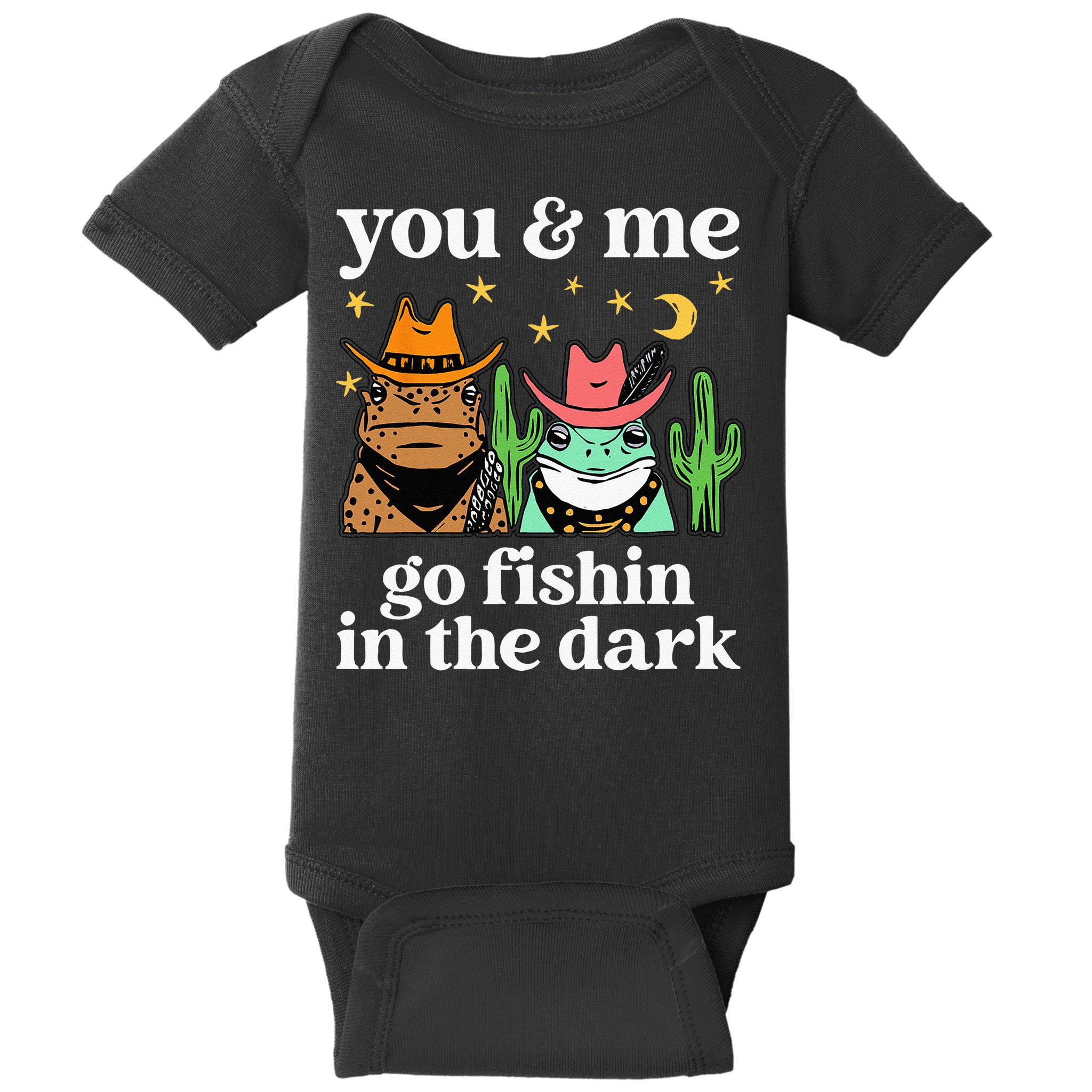 You & Me Go Fishin In The Dark Country Frogs Quote Baby Bodysuit