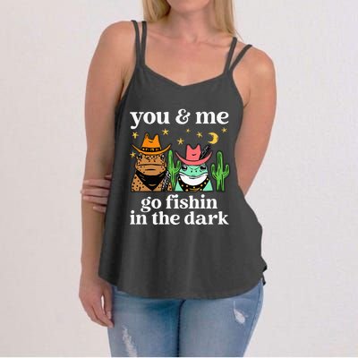 You & Me Go Fishin In The Dark Country Frogs Quote Women's Strappy Tank