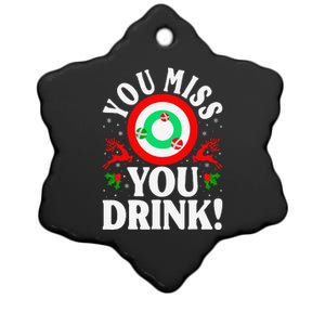 You Miss Game You Drink Game Ugly Christmas Sweater Funny Ceramic Star Ornament