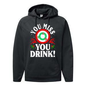 You Miss Game You Drink Game Ugly Christmas Sweater Funny Performance Fleece Hoodie