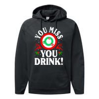 You Miss Game You Drink Game Ugly Christmas Sweater Funny Performance Fleece Hoodie