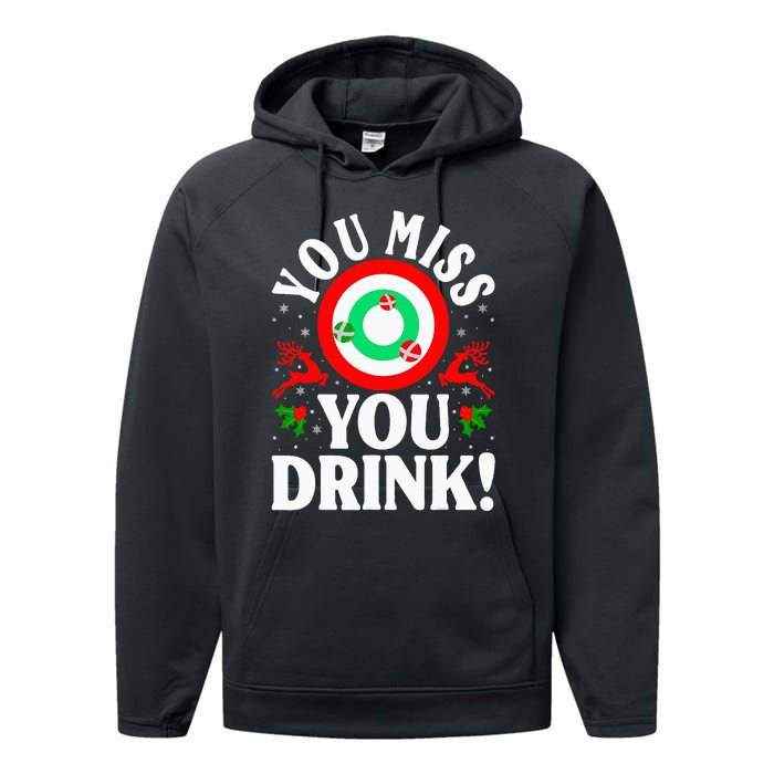 You Miss Game You Drink Game Ugly Christmas Sweater Funny Performance Fleece Hoodie