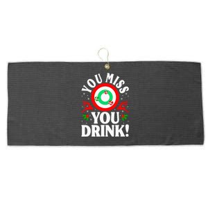 You Miss Game You Drink Game Ugly Christmas Sweater Funny Large Microfiber Waffle Golf Towel