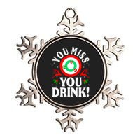 You Miss Game You Drink Game Ugly Christmas Sweater Funny Metallic Star Ornament