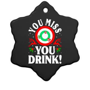 You Miss Game You Drink Game Ugly Christmas Sweater Funny Ceramic Star Ornament