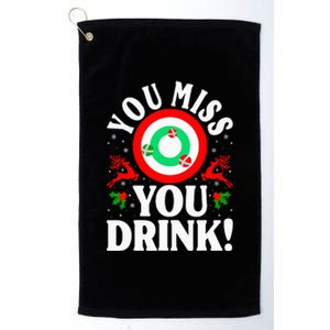 You Miss Game You Drink Game Ugly Christmas Sweater Funny Platinum Collection Golf Towel