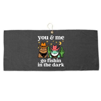 You & Me Go Fishin In The Dark Country Frogs Quote Large Microfiber Waffle Golf Towel