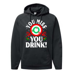 You Miss Game You Drink Game Ugly Christmas Sweater Funny Performance Fleece Hoodie