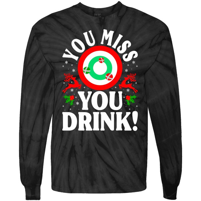 You Miss Game You Drink Game Ugly Christmas Sweater Funny Tie-Dye Long Sleeve Shirt