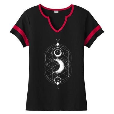 Yoga Magic Geometry Ying Yang Sun And Moon Cool Gift Ladies Halftime Notch Neck Tee