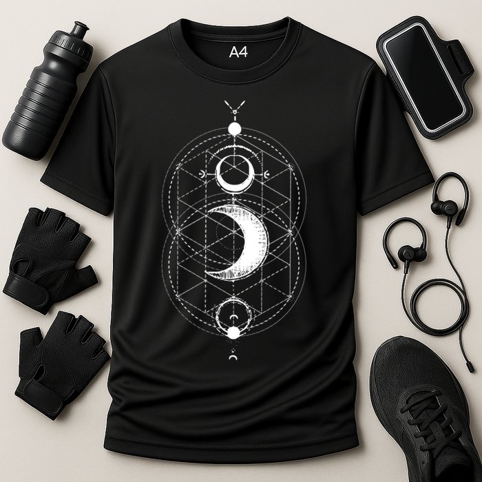 Yoga Magic Geometry Ying Yang Sun And Moon Cool Gift Cooling Performance Crew T-Shirt