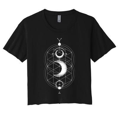 Yoga Magic Geometry Ying Yang Sun And Moon Cool Gift Crop Top