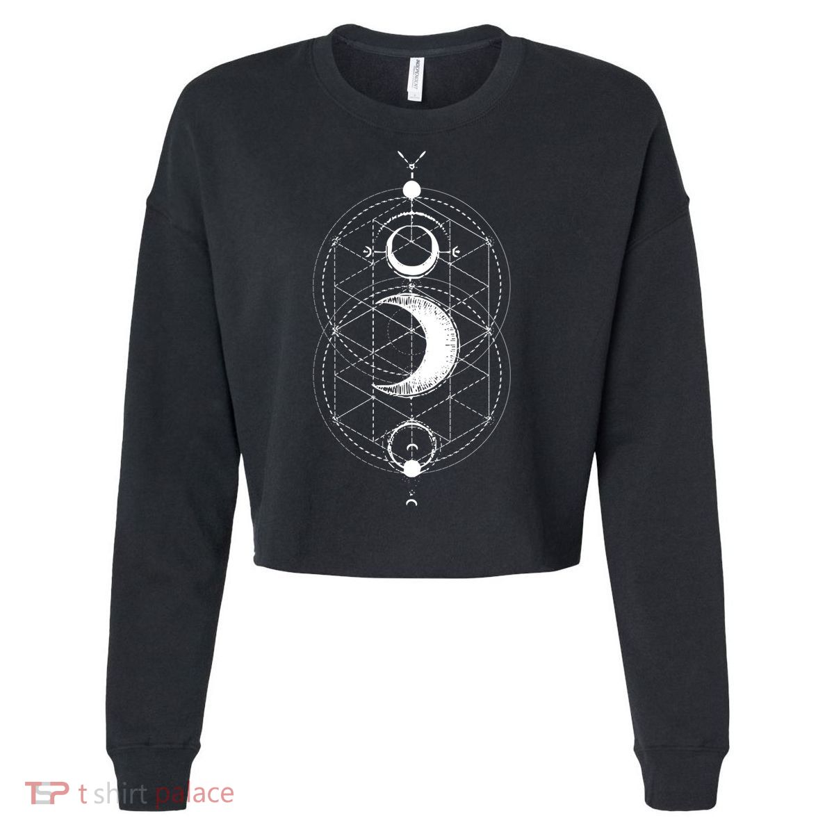 Yoga Magic Geometry Ying Yang Sun And Moon Cool Gift Cropped Pullover Crew