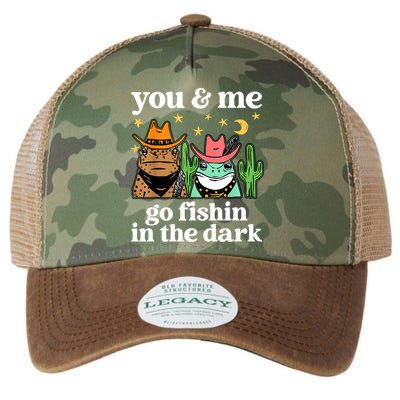 You & Me Go Fishin In The Dark Country Frogs Quote Legacy Tie Dye Trucker Hat