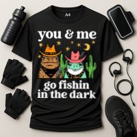 You & Me Go Fishin In The Dark Country Frogs Quote Cooling Performance Crew T-Shirt