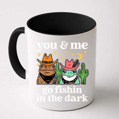 You & Me Go Fishin In The Dark Country Frogs Quote Mug