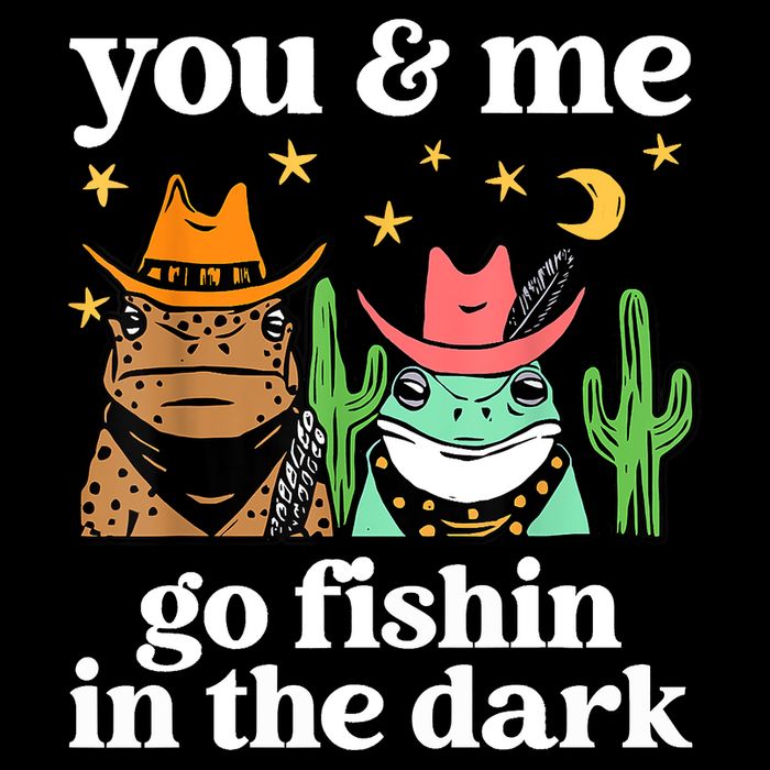 You & Me Go Fishin In The Dark Country Frogs Quote Drawstring Bag