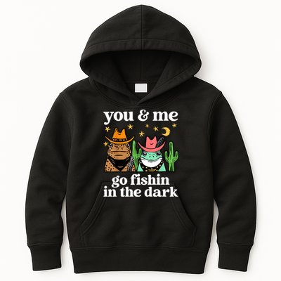 You & Me Go Fishin In The Dark Country Frogs Quote Kids Hoodie