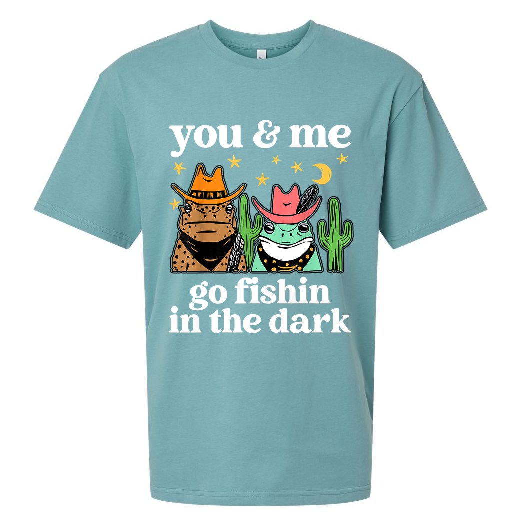 You & Me Go Fishin In The Dark Country Frogs Quote Sueded Cloud Jersey T-Shirt