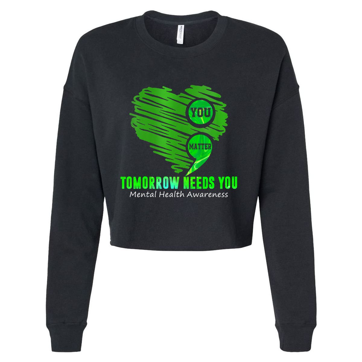 You Matter Heart Retro Tal Health Awareness Meaningful Gift Cropped Pullover Crew