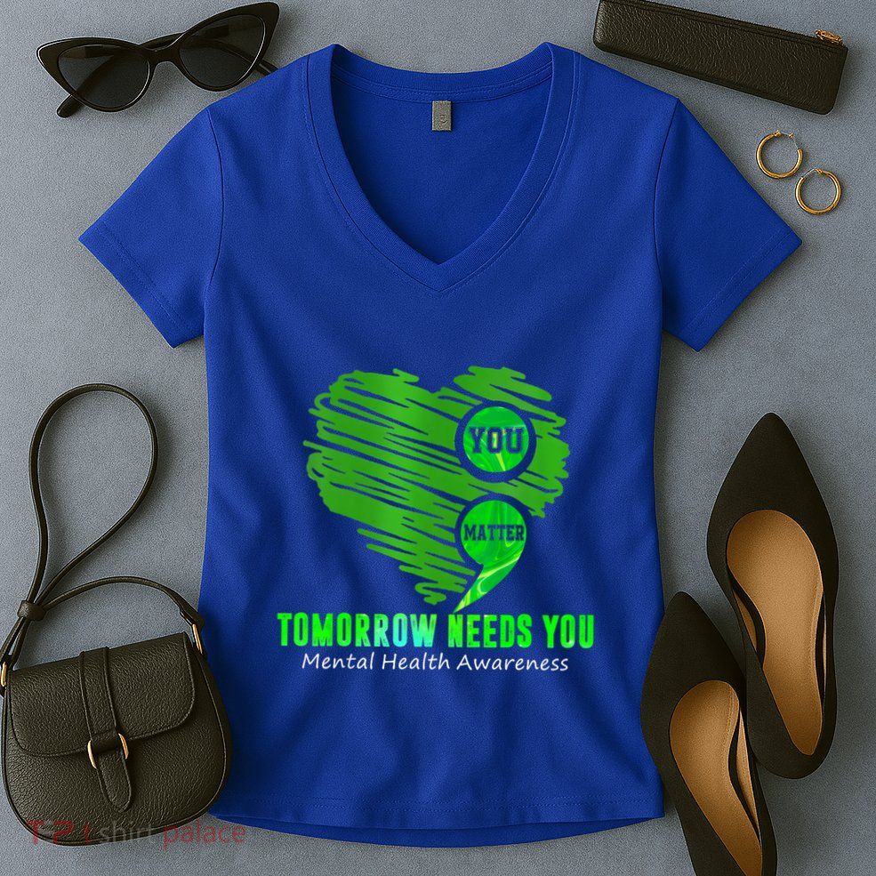 You Matter Heart Retro Tal Health Awareness Meaningful Gift Women's V-Neck T-Shirt