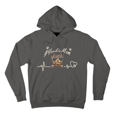 Yorkie Mom Heartbeat With Dog Cool Gift For Mothers Day Hoodie