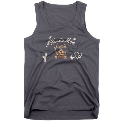 Yorkie Mom Heartbeat With Dog Cool Gift For Mothers Day Tank Top