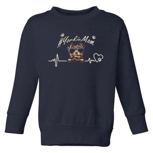 Yorkie Mom Heartbeat With Dog Cool Gift For Mothers Day Toddler Sweatshirt