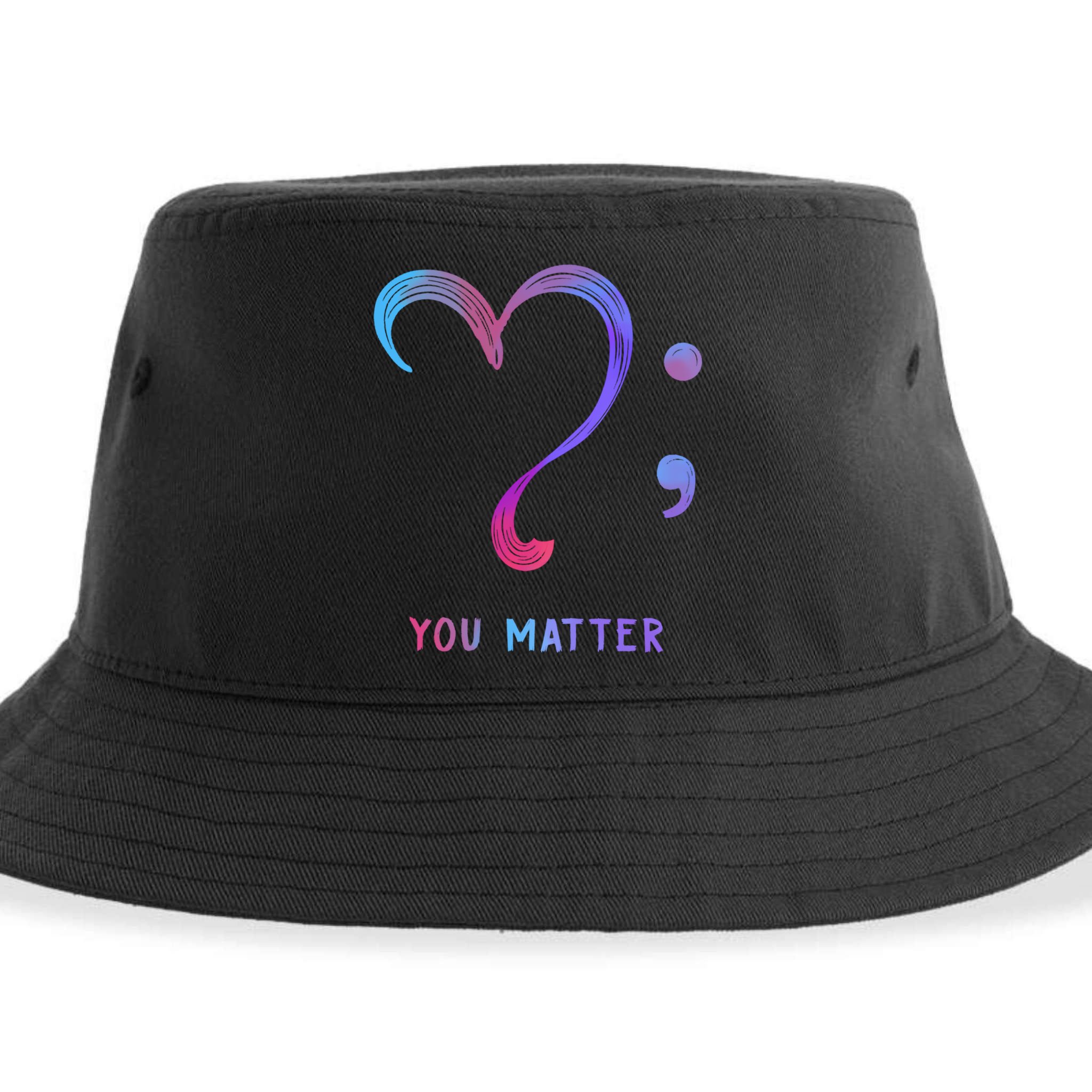 You Matter Heart And Semicolon Suicide Prevention Gift Sustainable Bucket Hat