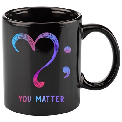 You Matter Heart And Semicolon Suicide Prevention Gift 11oz C Handle Ceramic Mug
