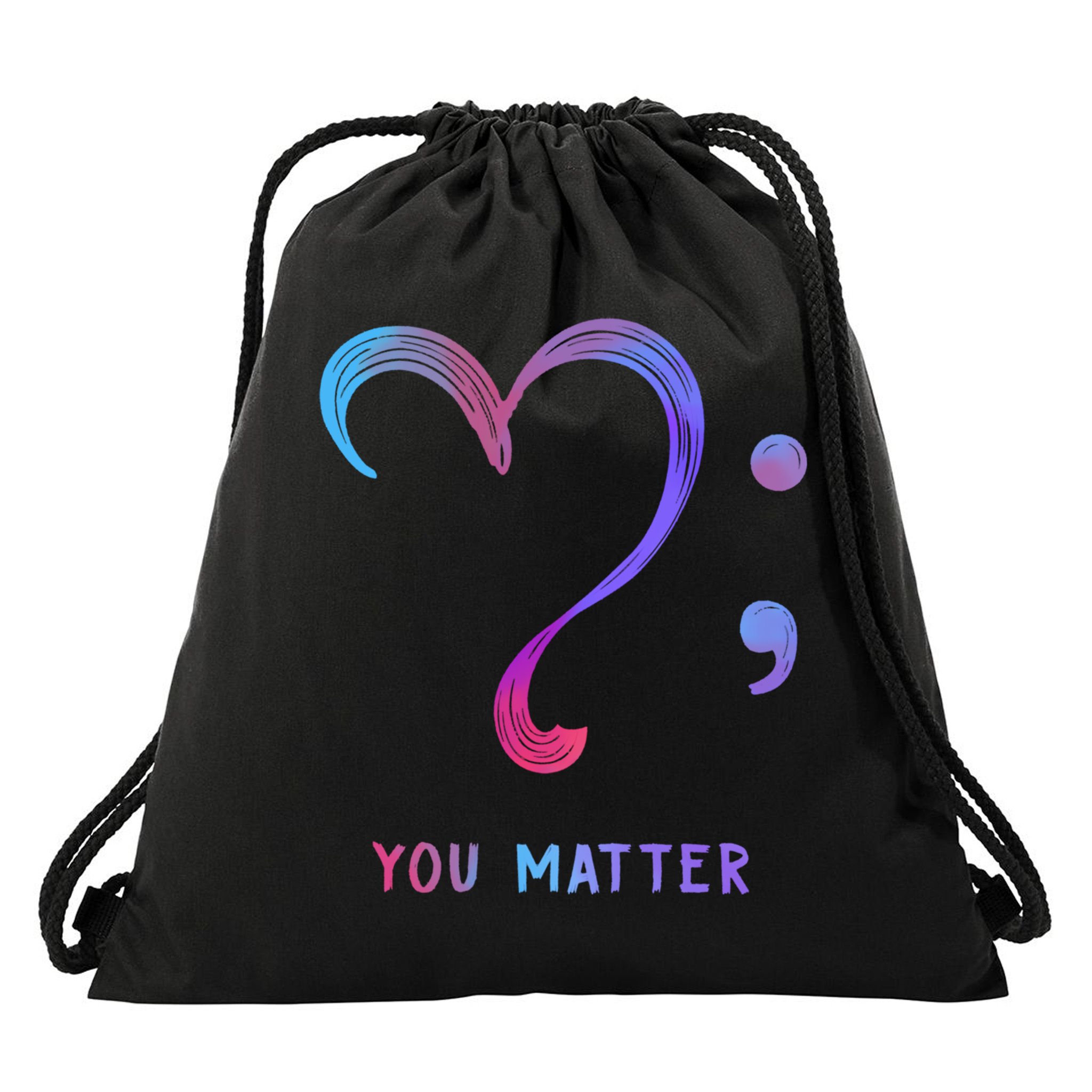 You Matter Heart And Semicolon Suicide Prevention Gift Drawstring Bag