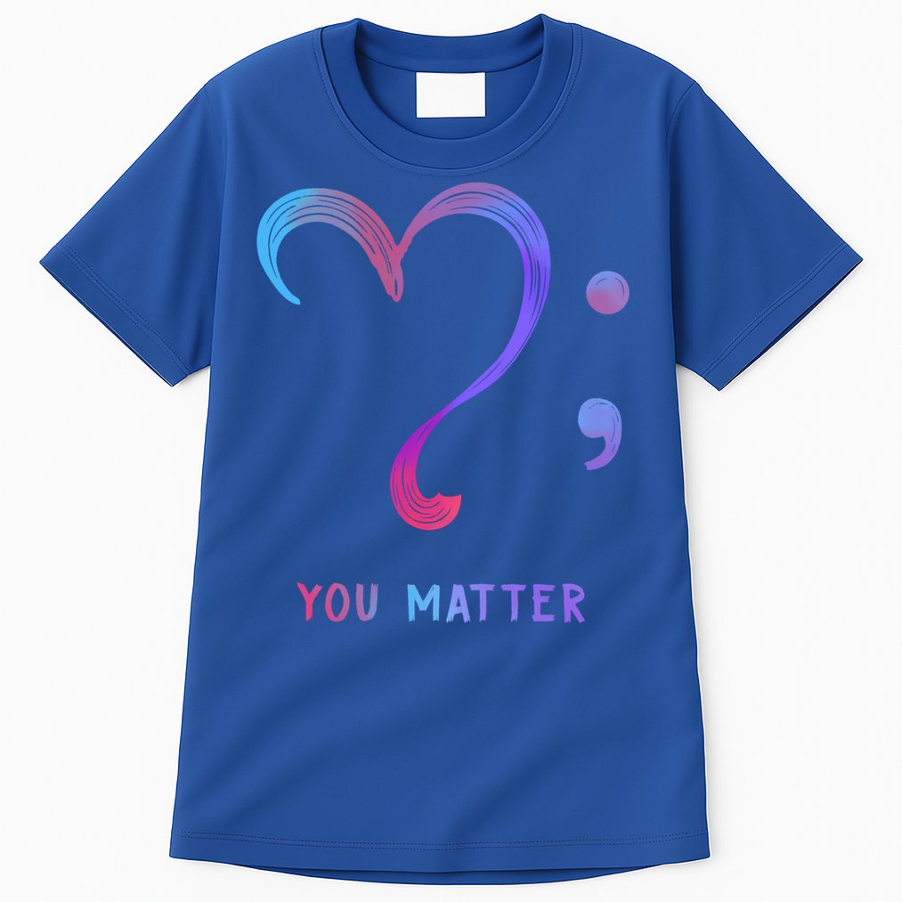 You Matter Heart And Semicolon Suicide Prevention Gift Tall T-Shirt