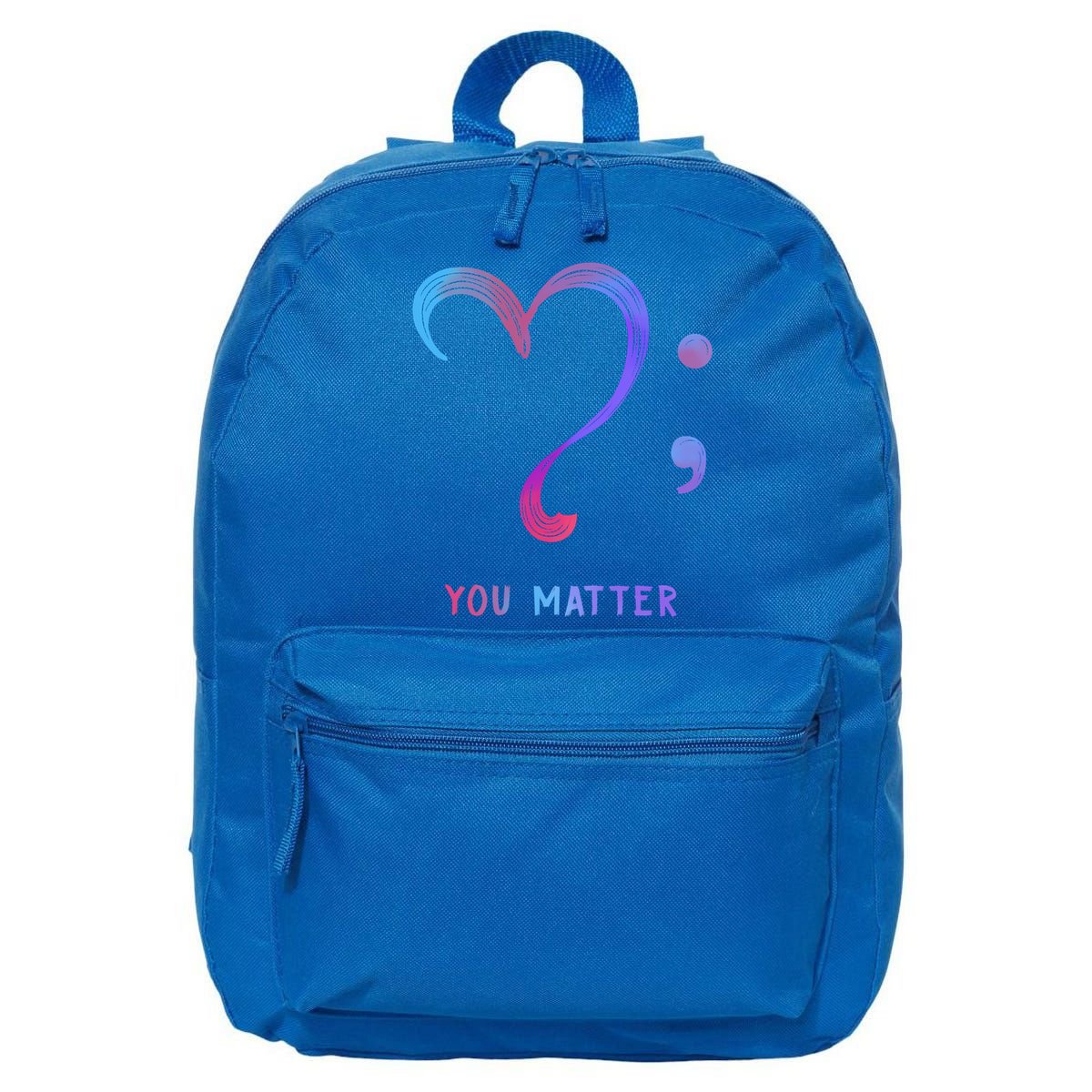You Matter Heart And Semicolon Suicide Prevention Gift 16 in Basic Backpack