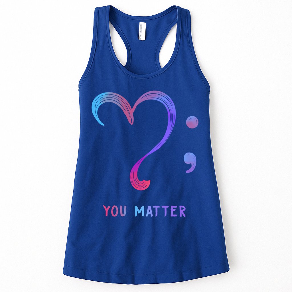You Matter Heart And Semicolon Suicide Prevention Gift Womens Tank Top