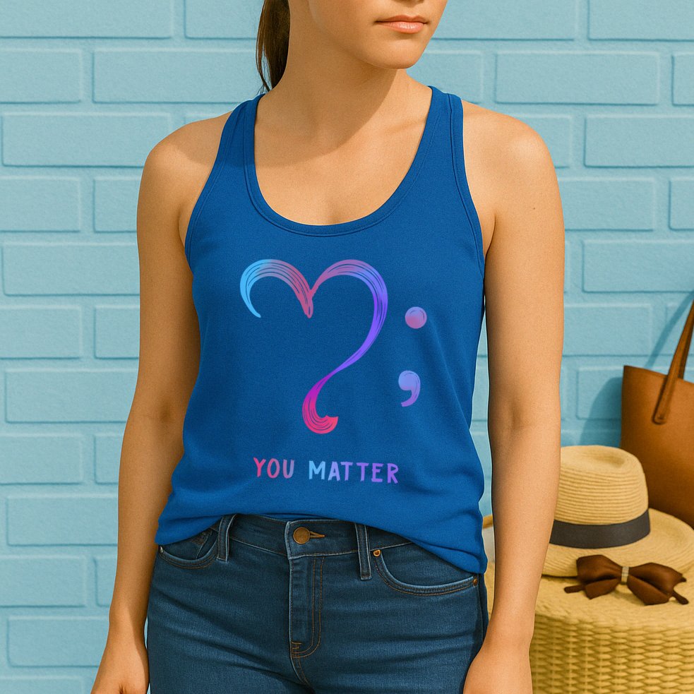 You Matter Heart And Semicolon Suicide Prevention Gift Womens Tank Top