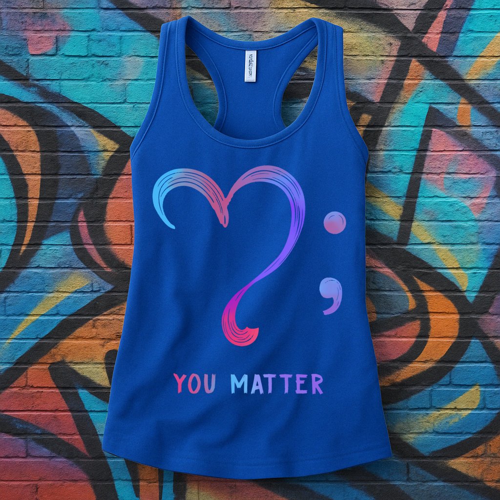 You Matter Heart And Semicolon Suicide Prevention Gift Womens Tank Top