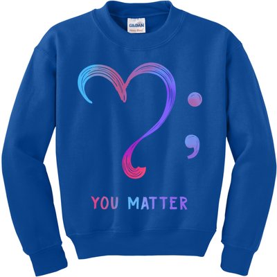 You Matter Heart And Semicolon Suicide Prevention Gift Kids Sweatshirt