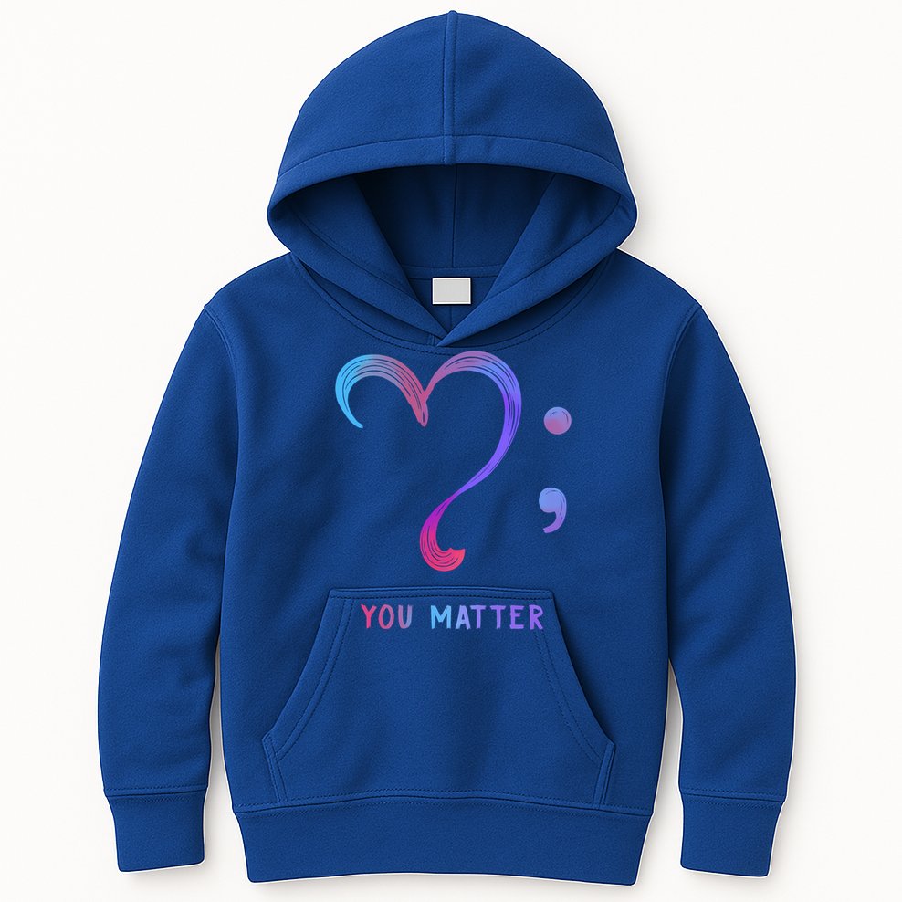 You Matter Heart And Semicolon Suicide Prevention Gift Kids Hoodie
