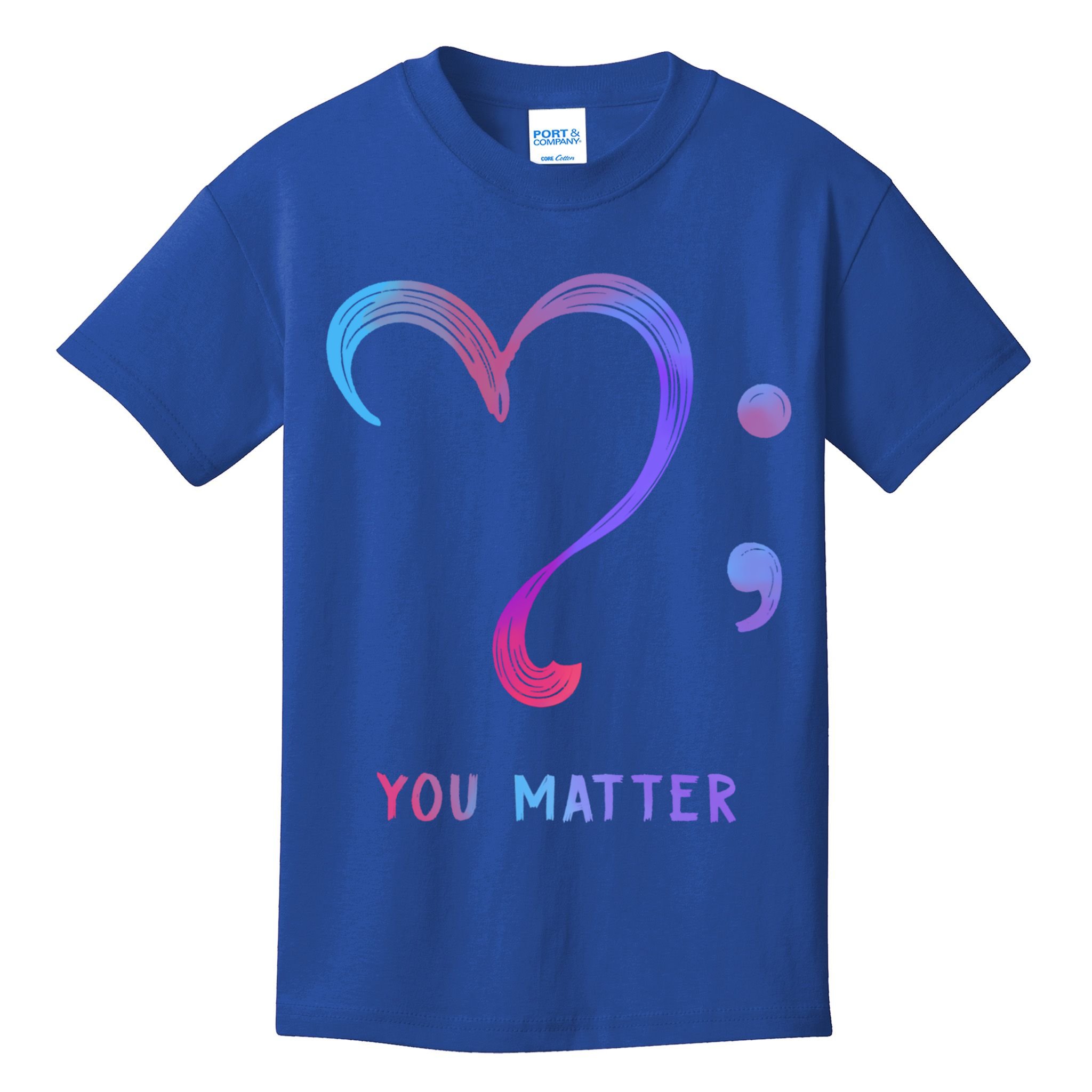 You Matter Heart And Semicolon Suicide Prevention Gift Kids T-Shirt