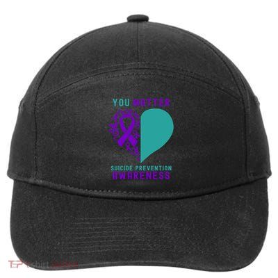 You Matter Heart And Ribbon Design Suicide Prevention Gift 7-Panel Snapback Hat