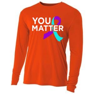 You Matter Happy Suicide Awareness Support Graphic Meaningful Gift Cooling Performance Long Sleeve Crew