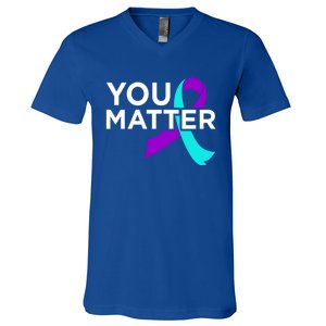 You Matter Happy Suicide Awareness Support Graphic Meaningful Gift V-Neck T-Shirt