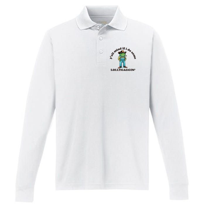 YAll Mind If I Do Some Lollygagging Performance Long Sleeve Polo