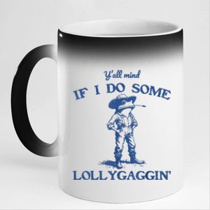 YAll Mind If I Do Some Lollygagging Cowboy Frog 11oz Black Color Changing Mug