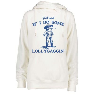 YAll Mind If I Do Some Lollygagging Cowboy Frog Womens Funnel Neck Pullover Hood