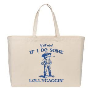 YAll Mind If I Do Some Lollygagging Cowboy Frog Cotton Canvas Jumbo Tote