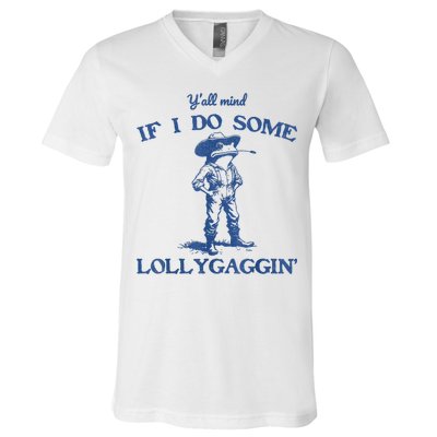 YAll Mind If I Do Some Lollygagging Cowboy Frog V-Neck T-Shirt