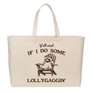 YAll Mind If I Do Some Lollygagging Funny Cowboy Raccoon Cotton Canvas Jumbo Tote