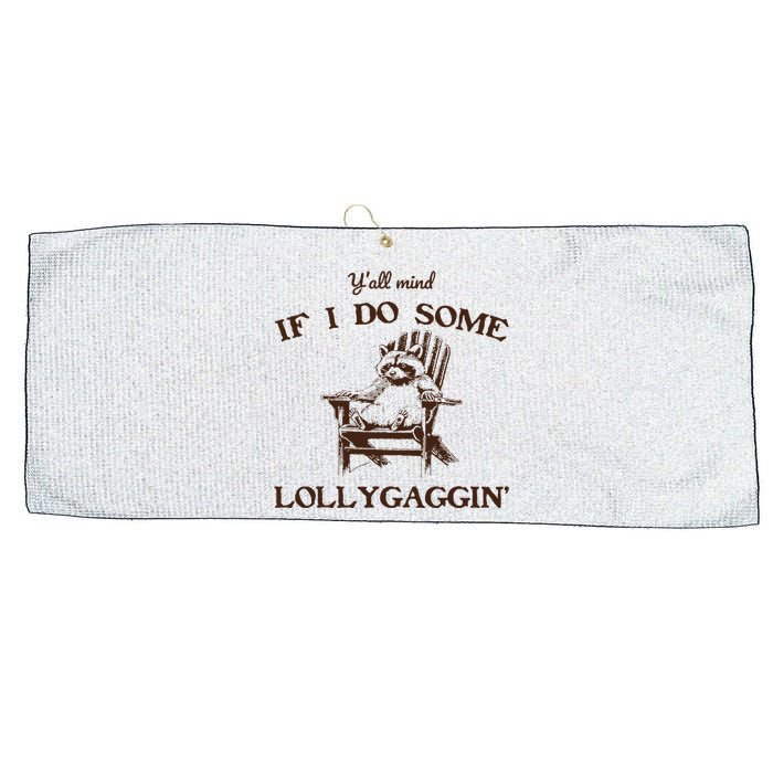 YAll Mind If I Do Some Lollygagging Funny Cowboy Raccoon Large Microfiber Waffle Golf Towel